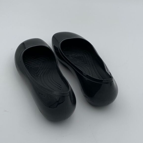 Crocs Black rubber Women's Flats slip on ballet waterproof comfort size 8 - Picture 5 of 10